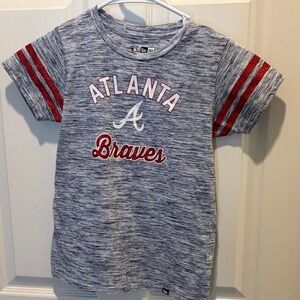 New Era Atlanta Braves Kids Tee - Gray and Red